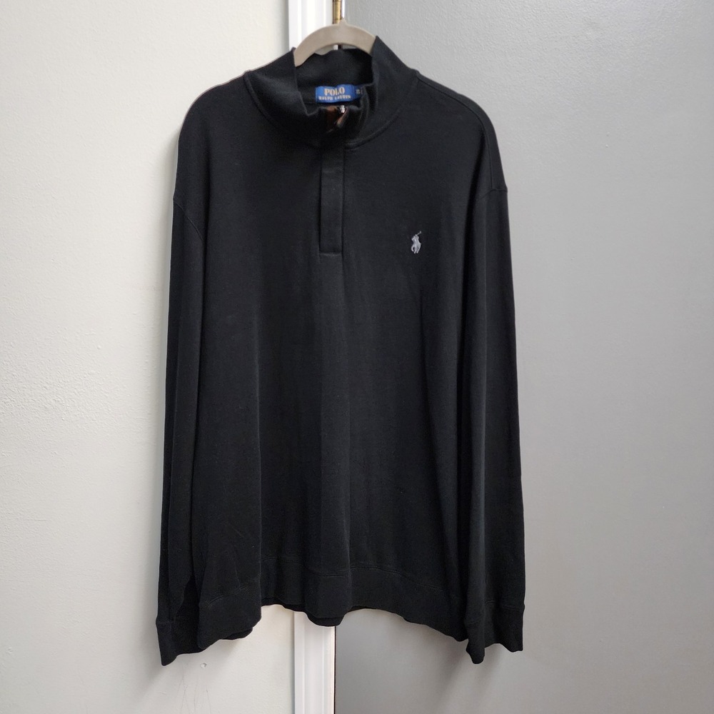 Polo Ralph Lauren Men's Luxury Jersey Quarter Zip Pullover Black XXL